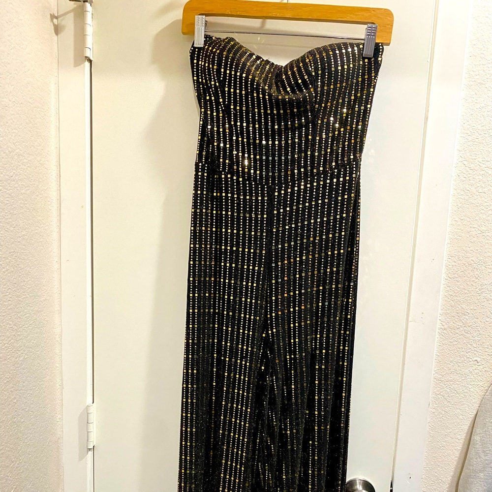 Strapless sparkle jumpsuit